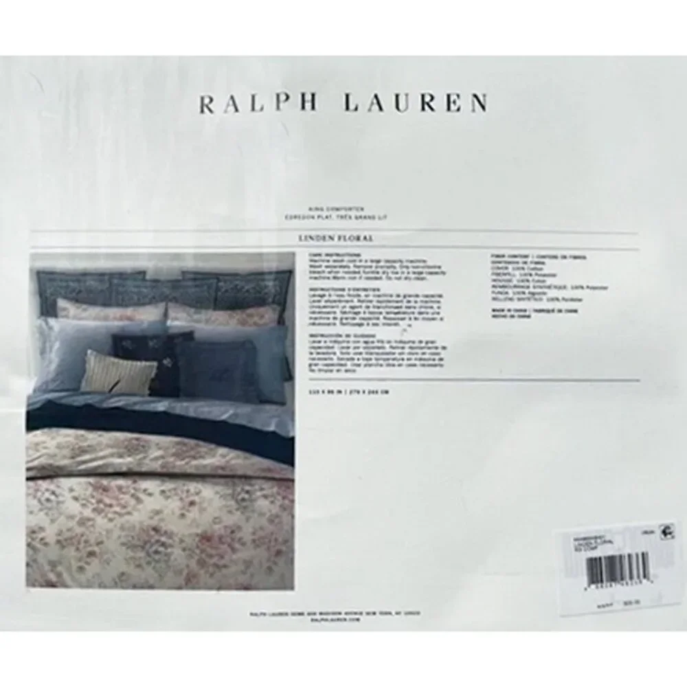 NEW $425 Ralph Lauren Linden Floral Comforter! Queen White Pink Floral Pattern
